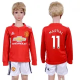 2017 Soccer Man Utd. #11 Martial Home Kids Long Sleeve Jersey