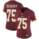 Womens Washington Redskins #75 Scherff Red Jersey