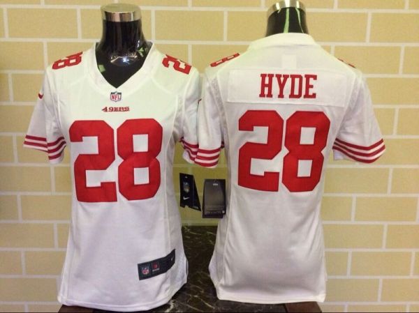 Nike NFL San Francisco 49ers #28 Hyde White Women Jersey