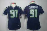 blue Chris Clemons Jersey, Women Nike Seattle Seahawks #91 limited Jersey