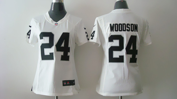 Nike Oakland Raiders #24 Woodson White Women Jerseys