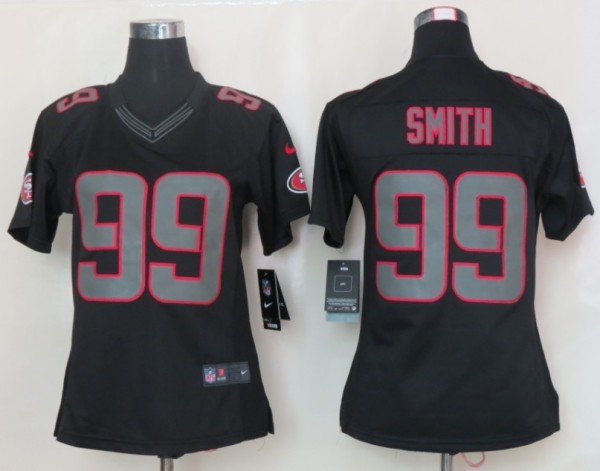 Womens Nike San Francisco 49ers 99 Smith Impact Limited Black Jerseys