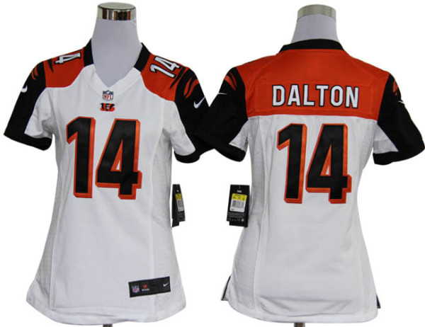 NIKE women white Andy Dalton jersey, Cincinnatti Bengals #14 jersey