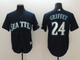 Men's MLB Seattle Mariners #24 Ken Griffey Navy Game Jersey