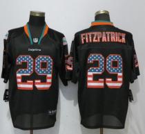 Mens Miami Dolphins #29 Fitzpatrick USA Flag Fashion Black Elite Jersey