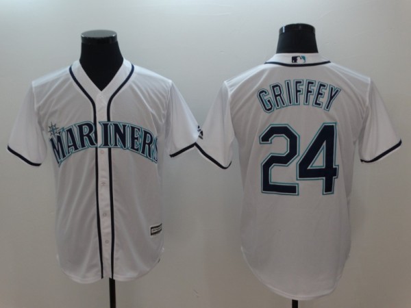 Men's MLB Seattle Mariners #24 Ken Griffey White l Game Jersey