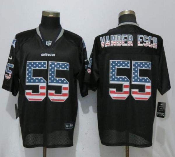 Mens Dallas Cowboys #55  Vander Esch USA Flag Fashion Black Elite Jersey