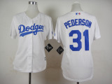 Women MLB Los Angeles Dodgers #31 Pederson White Jersey