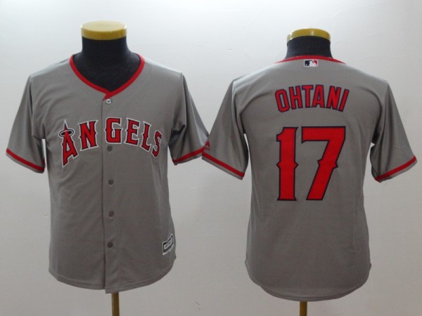 Kids Los Angeles Angels #17 Ohtani Grey Jersey