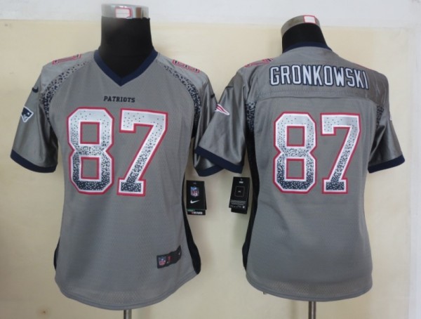 Women 2013 New Nike New England Patriots 87 Gronkowski Drift Fashion Grey Elite Jerseys