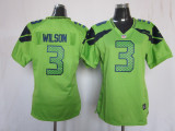 #3 Wilson Green Womens Nike Seattle Seahawks Jersey