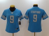 Womens NFL Detroit Lions #9 Stafford Blue Jersey