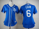 Women Kansas City Royals #6 Cain Blue 2015 MLB Jersey