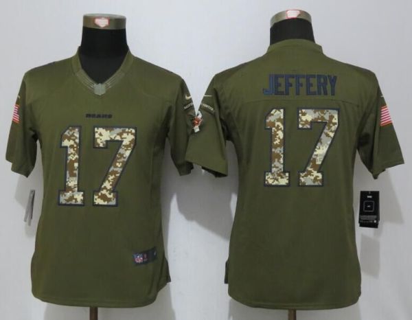 Women New Nike Chicago Bears 17 Jeffery Green Salute To Service Limited Jersey