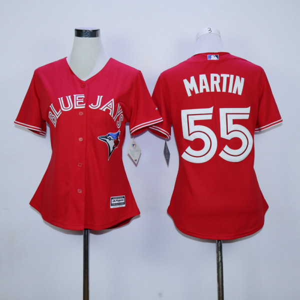 MLB Toronto Blue Jays #55 Martin Womens Red Jersey