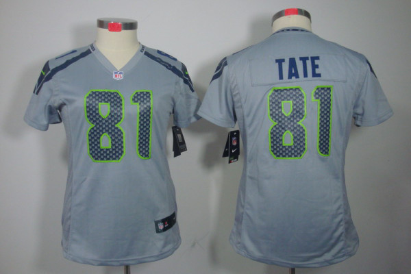 Women limited #81 grey Golden Tate Nike Seattle Seahawks Jersey