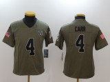 Kids Oakland Raiders #4 Carr Olive Salute to Service Limited Jersey