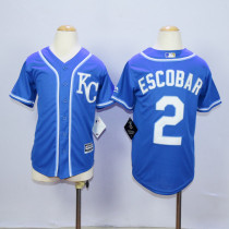 MLB Kansas City Royals #2 Escobar Blue Youth Jersey