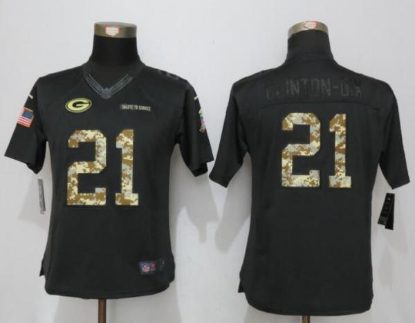 Women Nike Green Bay Packers #21 Clinton-Dix Salute To Service Jersey