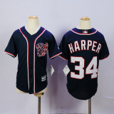 MLB Washington Nationals #34 Harper Youth Blue Jersey