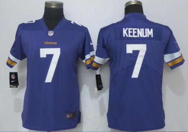 Women Nike Minnesota Vikings #7 Keenum Purple Color Rush Jersey