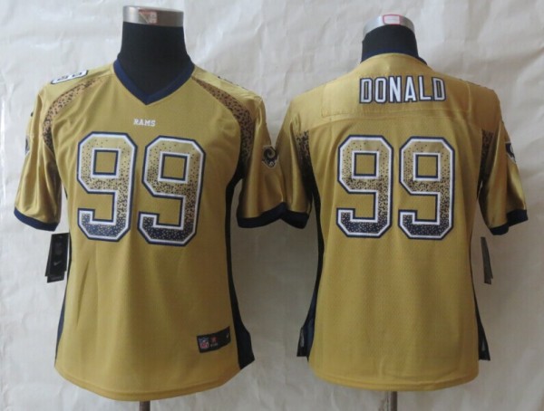 Women New Nike St.Louis Rams 99 Donald Drift Fashion Gold Elite Jerseys