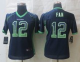 Women 2013 New Nike Seattle Seahawks 12 Fan Drift Fashion Blue Elite Jerseys