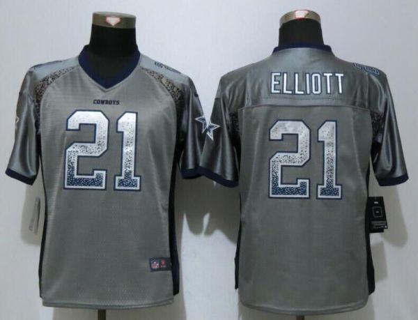 Women NEW Nike Dallas cowboys 21 Elliott Drift Fashion Grey Elite Jersey