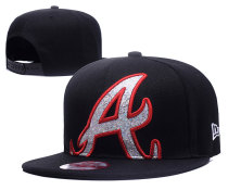MLB Atlanta Braves Black Snapback Hats--YD