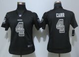 Women New Nike Oakland Raiders 4 Carr Black Strobe Elite Jersey