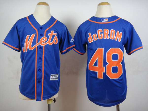 MLB New York mets #48 deGrom Blue Youth Jersey