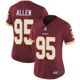 Womens Washington Redskins #95 Allen Red Jersey