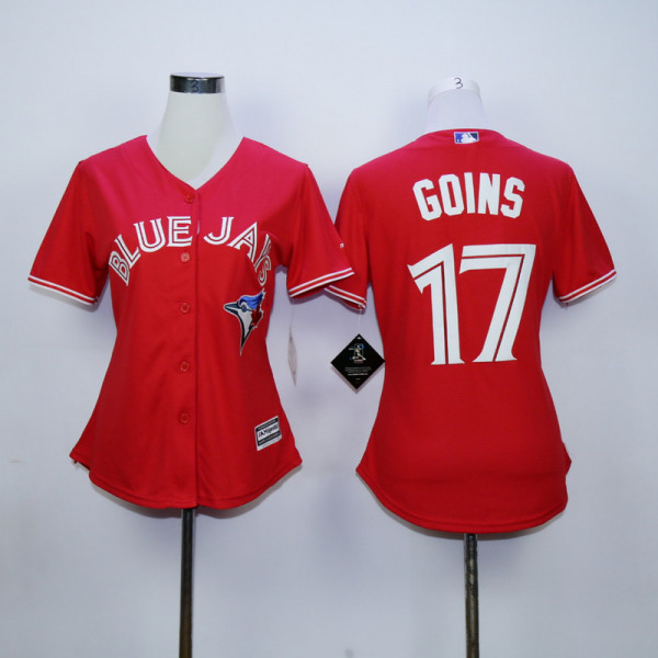 Womens MLB Toronto Blue Jays #17 Goins Red Jersey