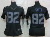 Womens Nike Baltimore Ravens 82 Smith Impact Limited Black Jerseys