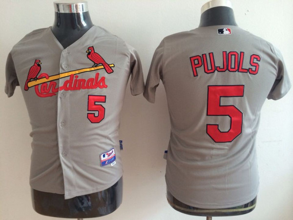 MLB St. Louis Cardinals #5 Pujols Grey Youth Jersey