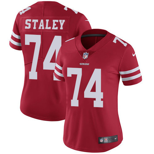 Womens San Francisco 49ers #74 Staley Red Jersey