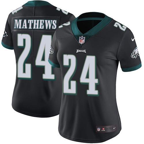 Womens Nike Philadelphia Eagles #24 Mathews Black Jersey