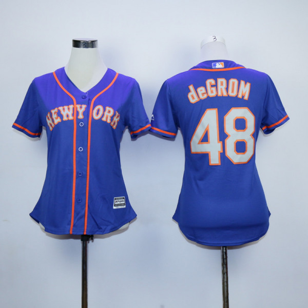 Women MLB New York Mets #48 deGROM Blue Jersey