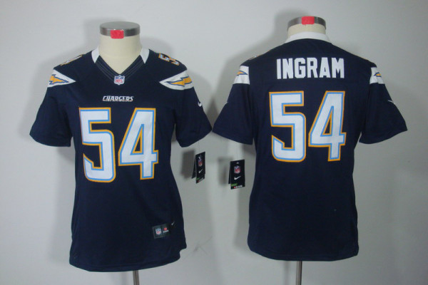 Blue Melvin Ingram Chargers #54 Women Jersey