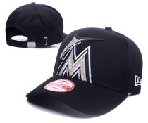 MLB Miami Marlins Black Color Snapback Hats--GS