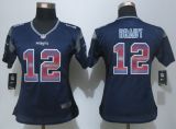 Women New Nike England Patriots 12 Brady Navy Blue Strobe Elite Jersey