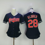 MLB Cleveland indians #28 Kluber Blue Women Jersey