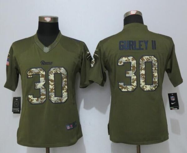 Women New Nike St.Louis Rams 30 Gurley ii Green Salute To Service Limited Jersey