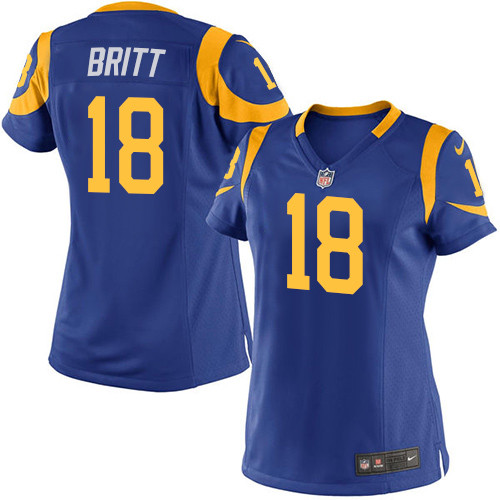 Women Los Angeles Rams #18 Kenny Britt Royal Blue Jersey