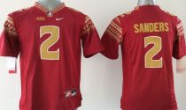 NCAA Florida State Seminoles #2 Sanders Red Color Youth Jersey