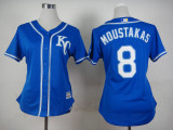 Women Kansas City Royals #8 Moustakas Blue 2015 MLB Jersey