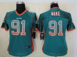 Women 2013 New Nike Miami Dolphins 91 Wake Drift Fashion Green Elite Jerseys