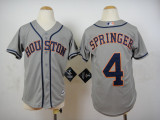 Kids MLB Houston Astros #4 Springer Grey Jersey