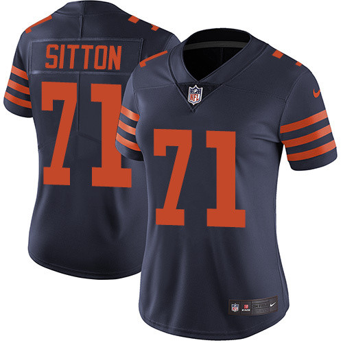 Womens Chicago Bears #71 Sitton Blue Orange Number Jersey