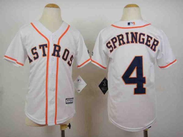 Kids Houston Astros #4 Springer White New Jersey